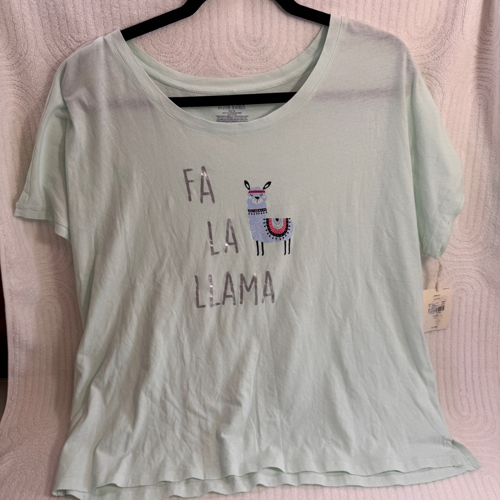 Llama graphic XL Tee Jasmine & Ginger Light Green women’s NWT T-Shirt